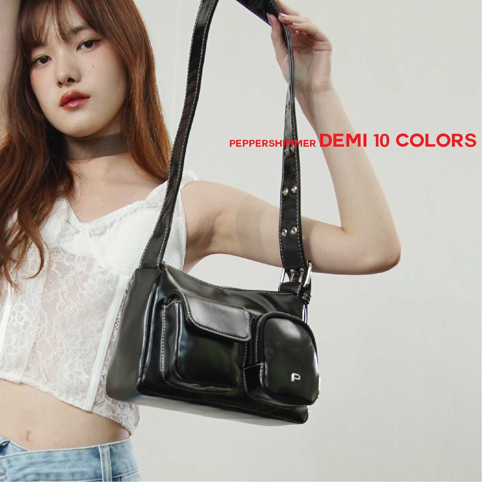 ( Defect sale )  อ่านรายละเอียดได้เลยนะคะ Peppershimmer รุ่น Demi ( 10 สี ) กระเป๋าสะพาย