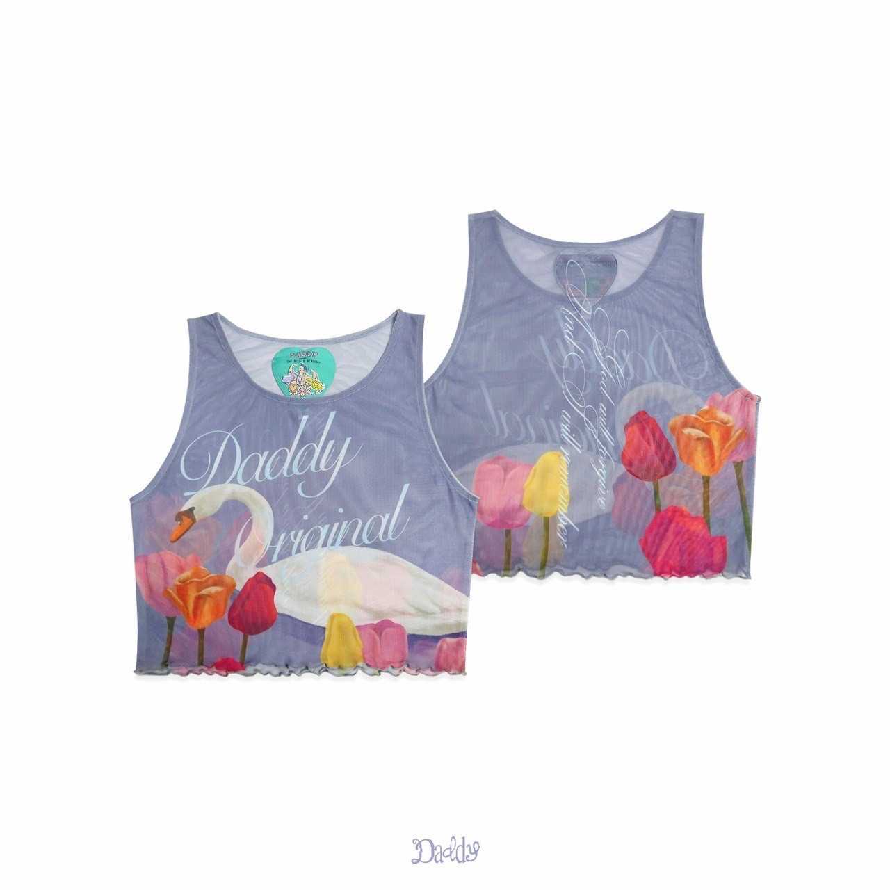 DADDY |  Swanlake tank top เสื้อกล้ามแขนกุด ผ้าตาข่าย พิมพ์ลายสุดน่ารัก