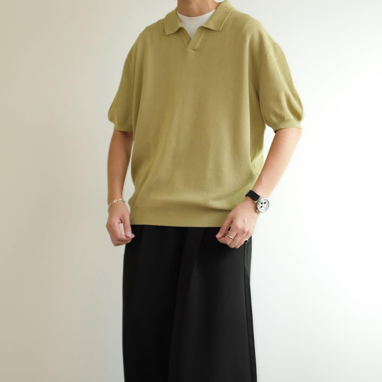 SUARE   Designed in Korea Knits Cotton Oversized Polo Tees