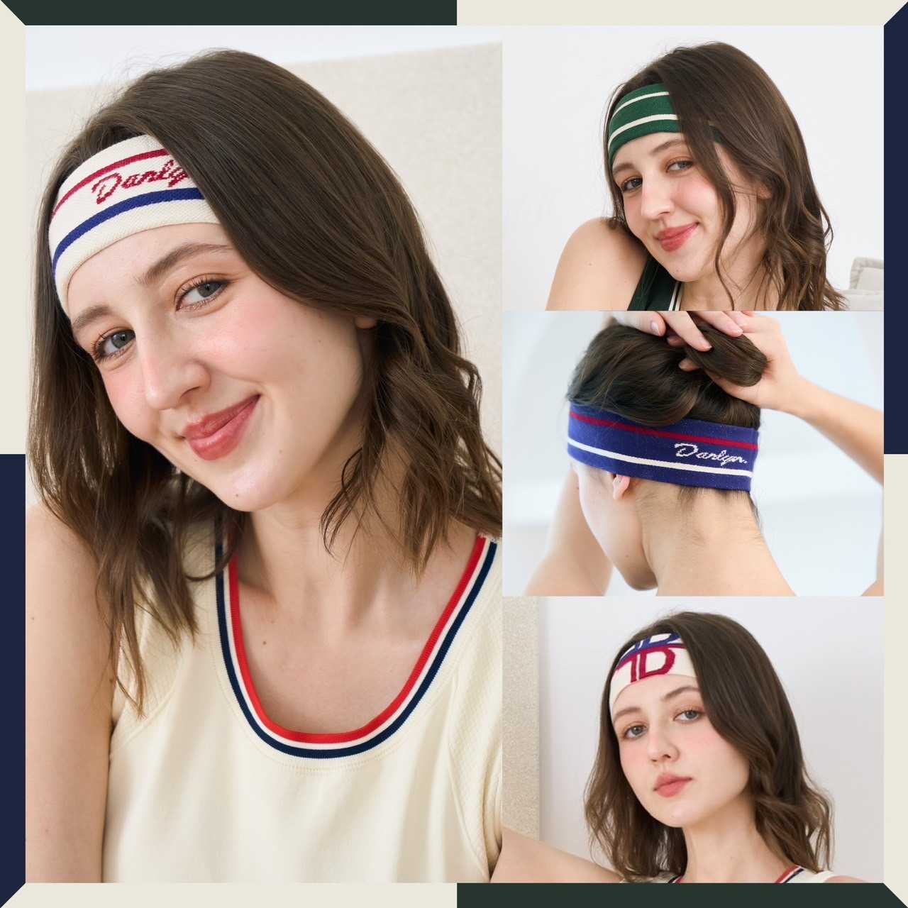 Darlyn - Riley headband  ใส่ได้ 3 ลายในอันเดียว ผ้าคาดผม ที่คาดผม เฮดแบนด์ ออกกำลังกาย ซับเหงื่อดี