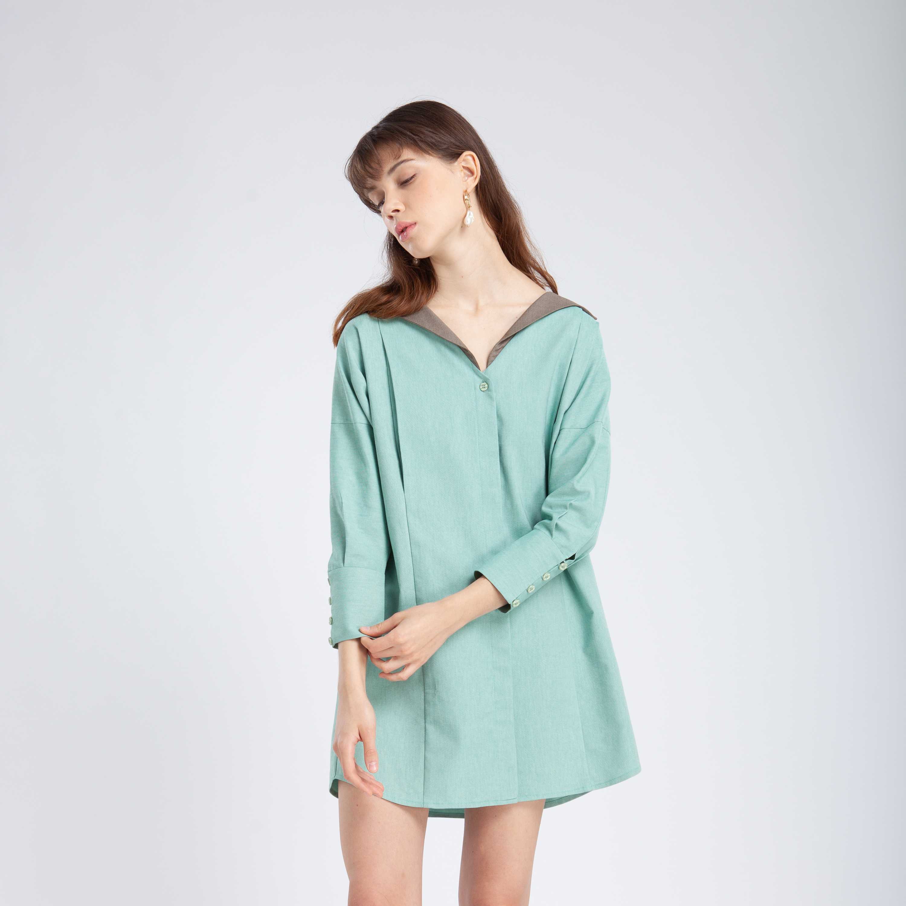 QueenCows ชุดให้นม Celyn Long Sleeve Dress (Green)