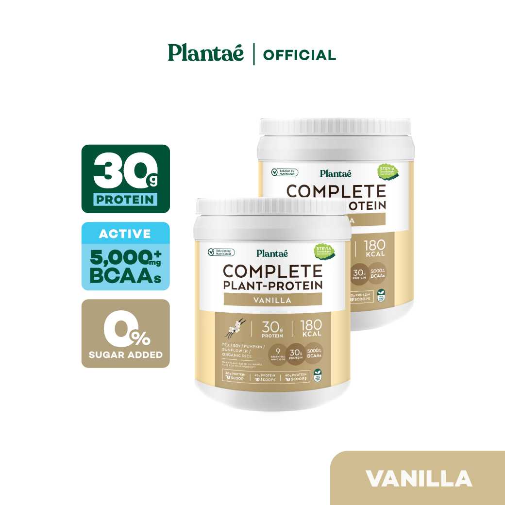 (ส่งฟรี) Plantae Complete Plant Protein รส Vanilla 2 กระปุก : วานิลลา โปรตีนพืช เสริมสร้างกล้ามเนื้อ