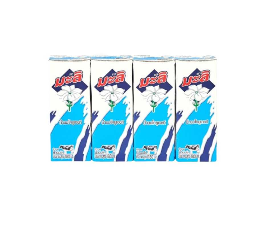 นมยูเอชที มะลิ รสจืด 180 มล. แพ็ค 4 กล่อง  รหัส DL008