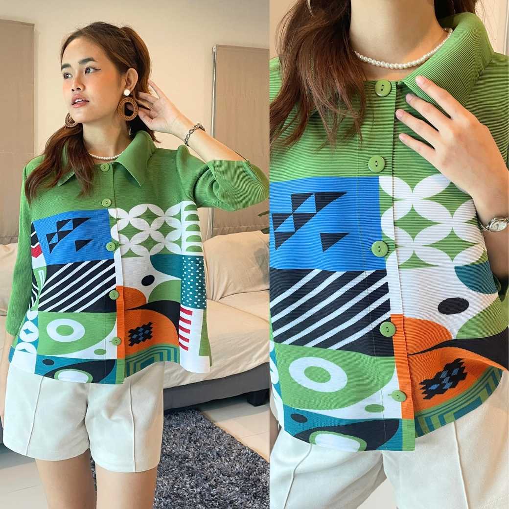 PleatByNisa A799 เสื้ออัดพลีทผ้าพรีเมียม เนื้อผ้าคุณภาพ Polyester100%
