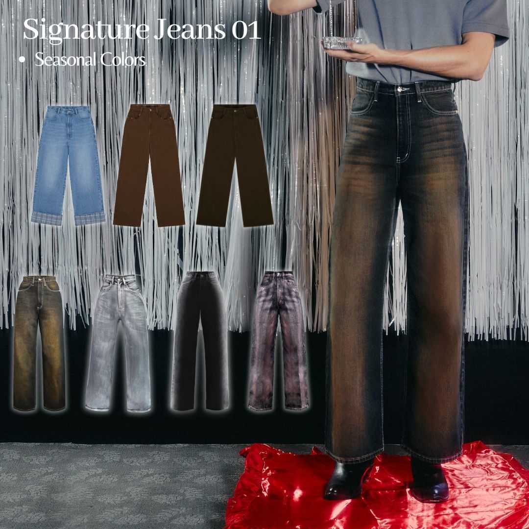 Merge Official - Signature Jeans 01 Seasonal Colors (Blue Check / Nutty จัดส่ง 25-30 Jun)