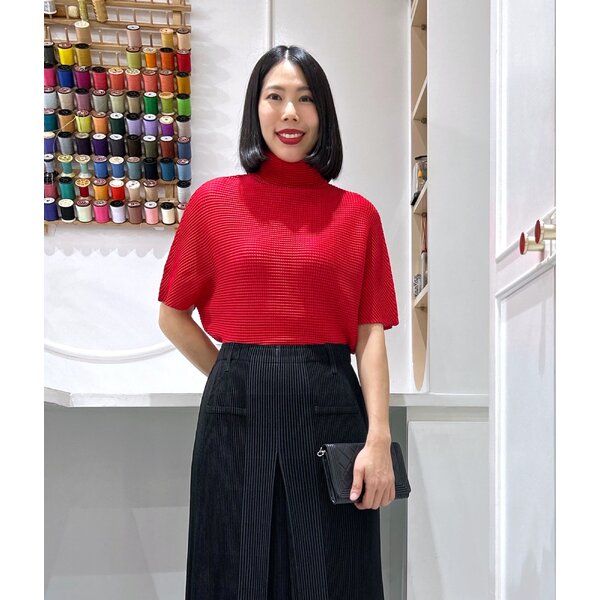 2MUAY รุ่น GJO10336 เสื้ออัดพลีท SQUARE PLEATED TOP WITH FOLD OVER NECK 8 สี FREE SIZE