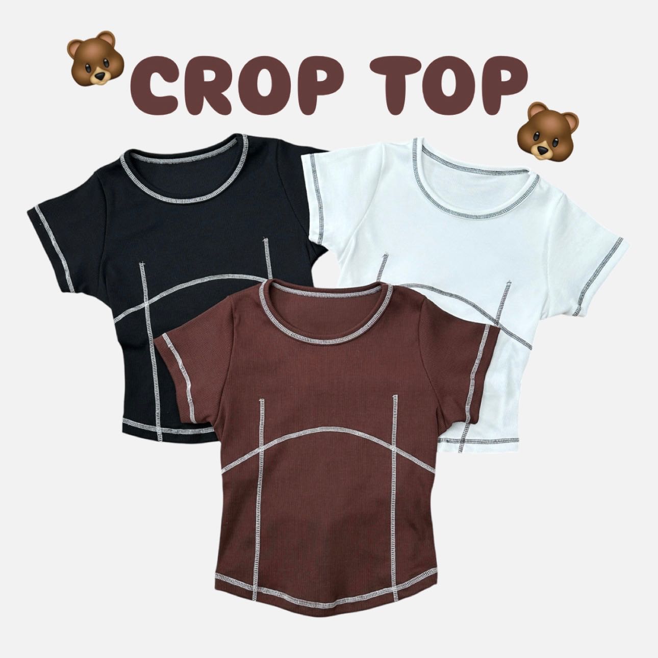 ครอปผูกหลัง ผ้าร่องหนา ดีเทลเย็บสวยมาก - Crop Top
