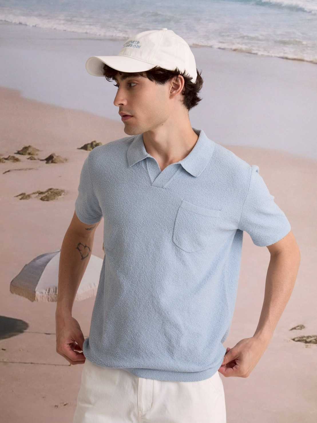 COASTAL KNIT POLO - BLUE