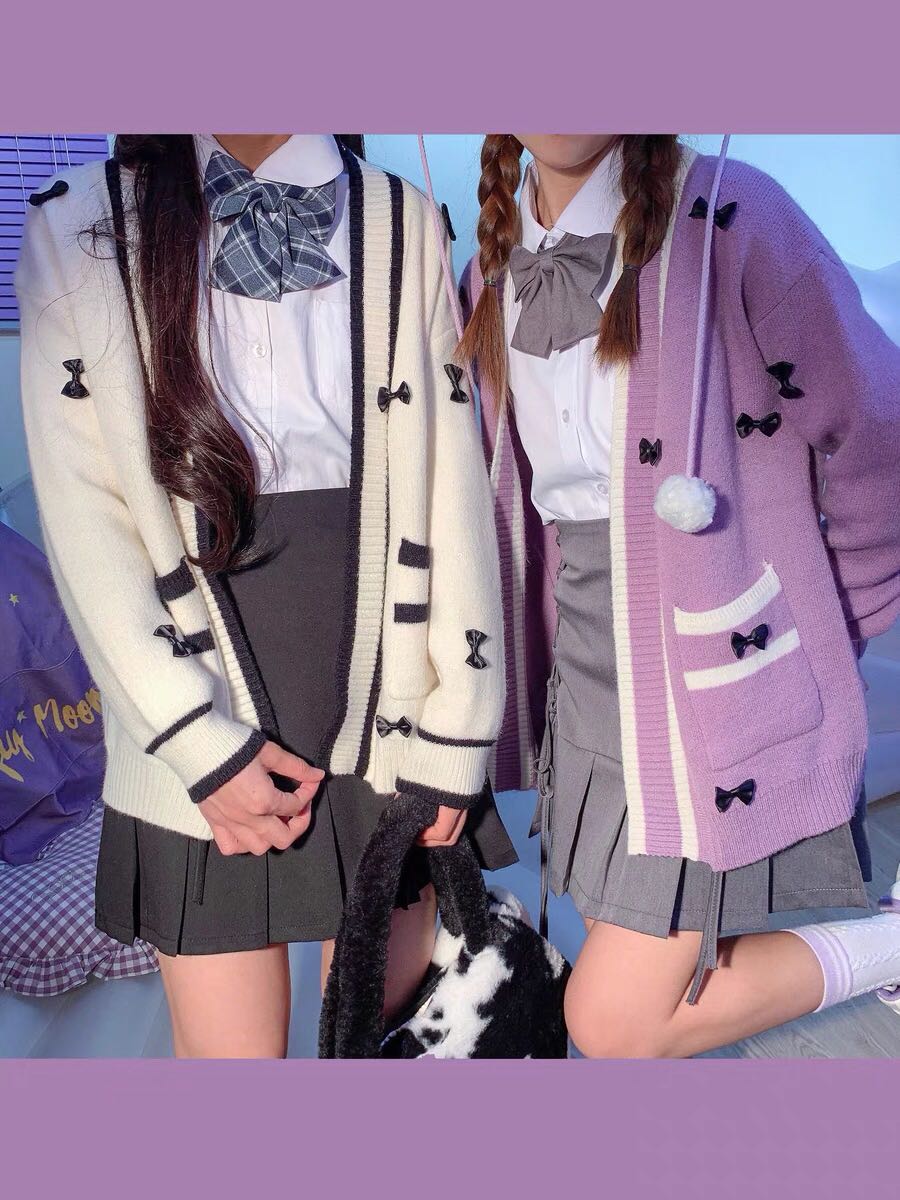 เสื้อคลุมไหมพรมแต่งโบว์