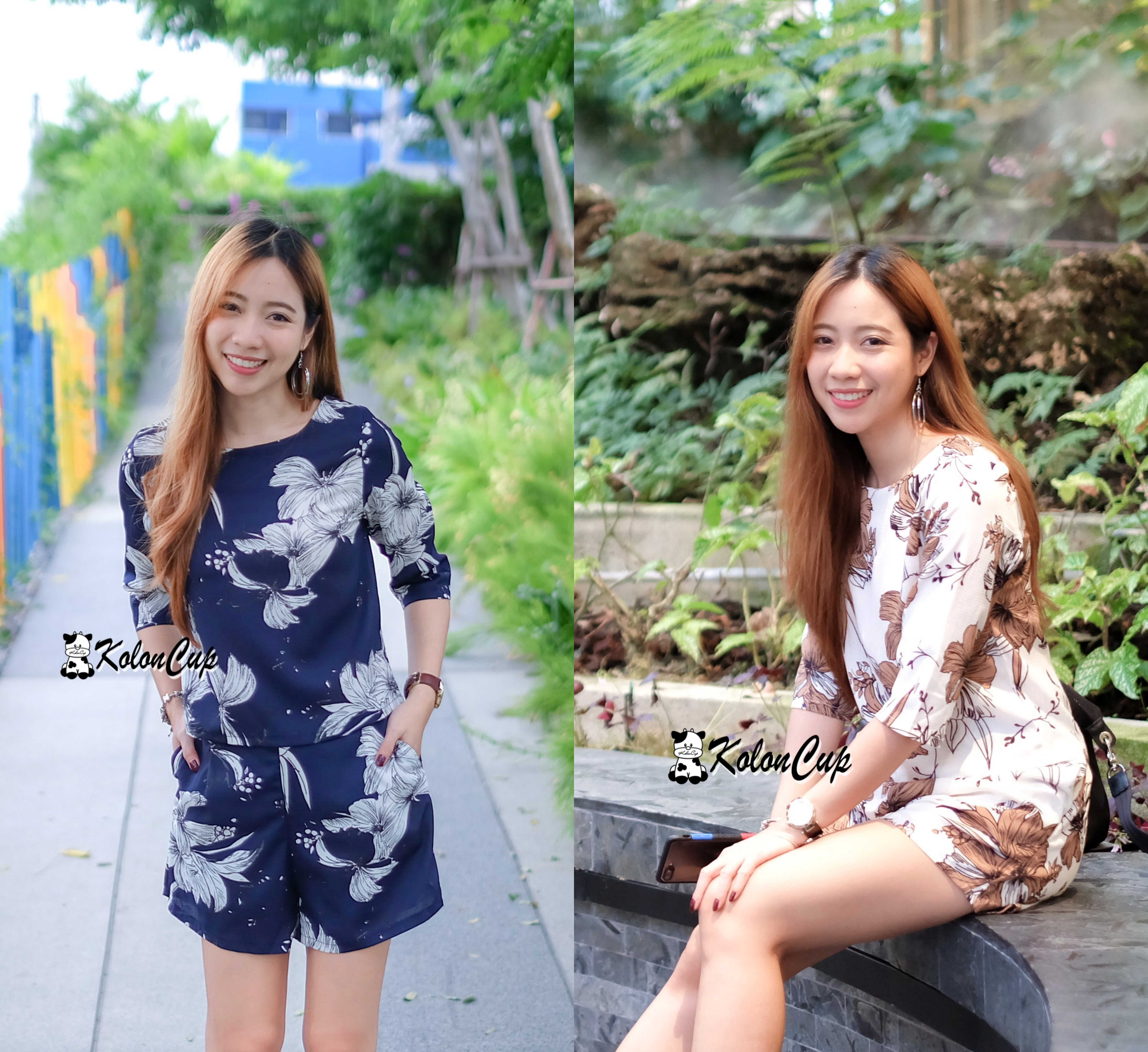 KolonCup  KL1012 ชุดเซ็ทเสื้อ+กางเกงลายดอกชบา มี2สี
