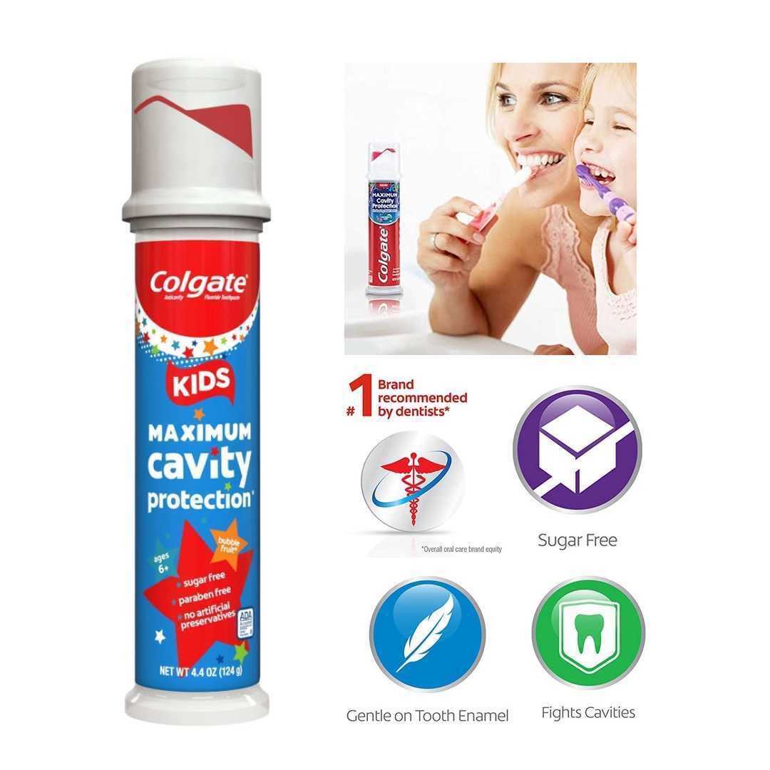 Colgate Kids Maximum Cavity Protection Toothpaste Pump กลิ่น Bubble Fruit รุ่นหัวปั๊ม จากอเมริกา