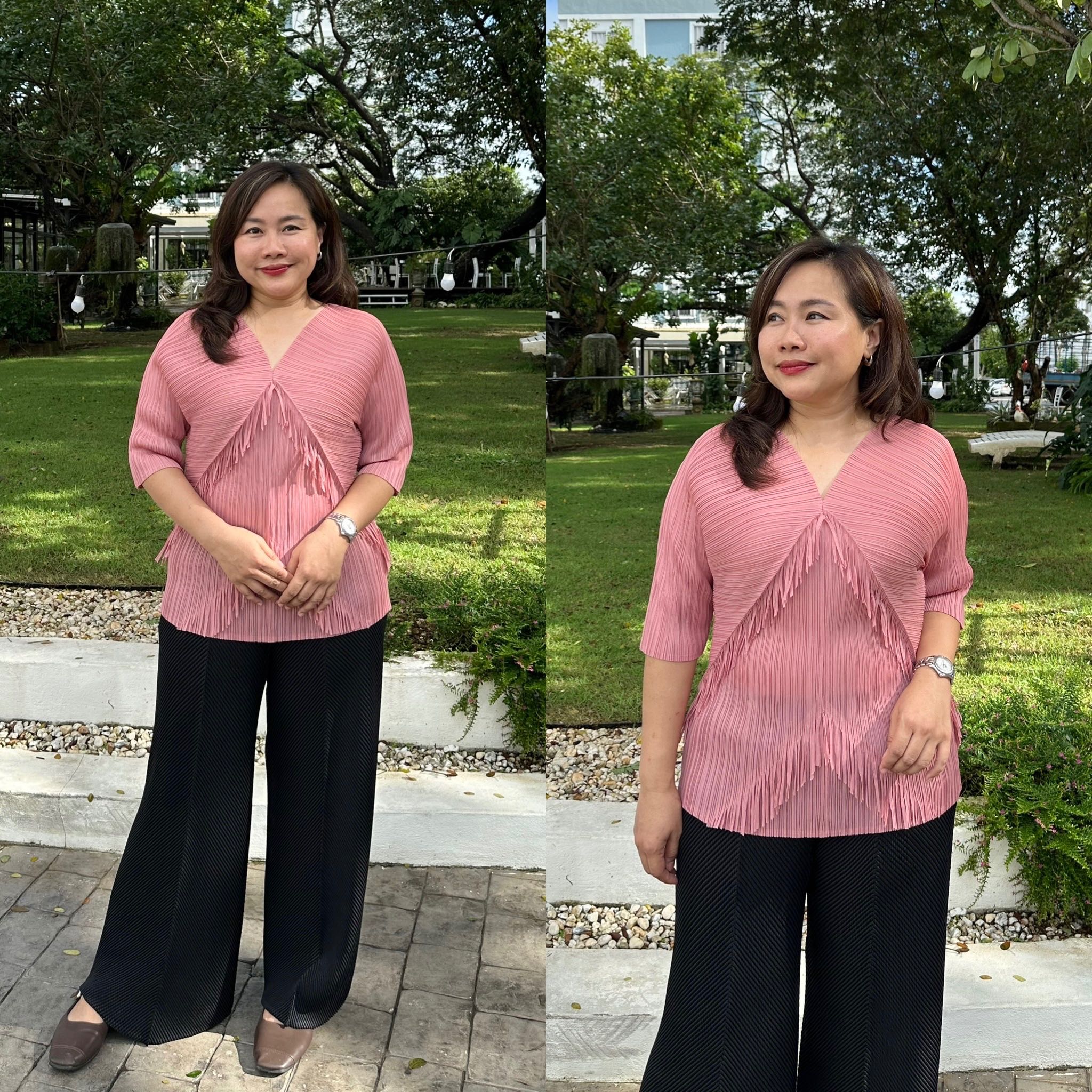 PleatByNisa A785 (เฉพาะเสื้อ) อัดพลีทผ้าพรีเมียม เนื้อผ้าคุณภาพ Polyester100%