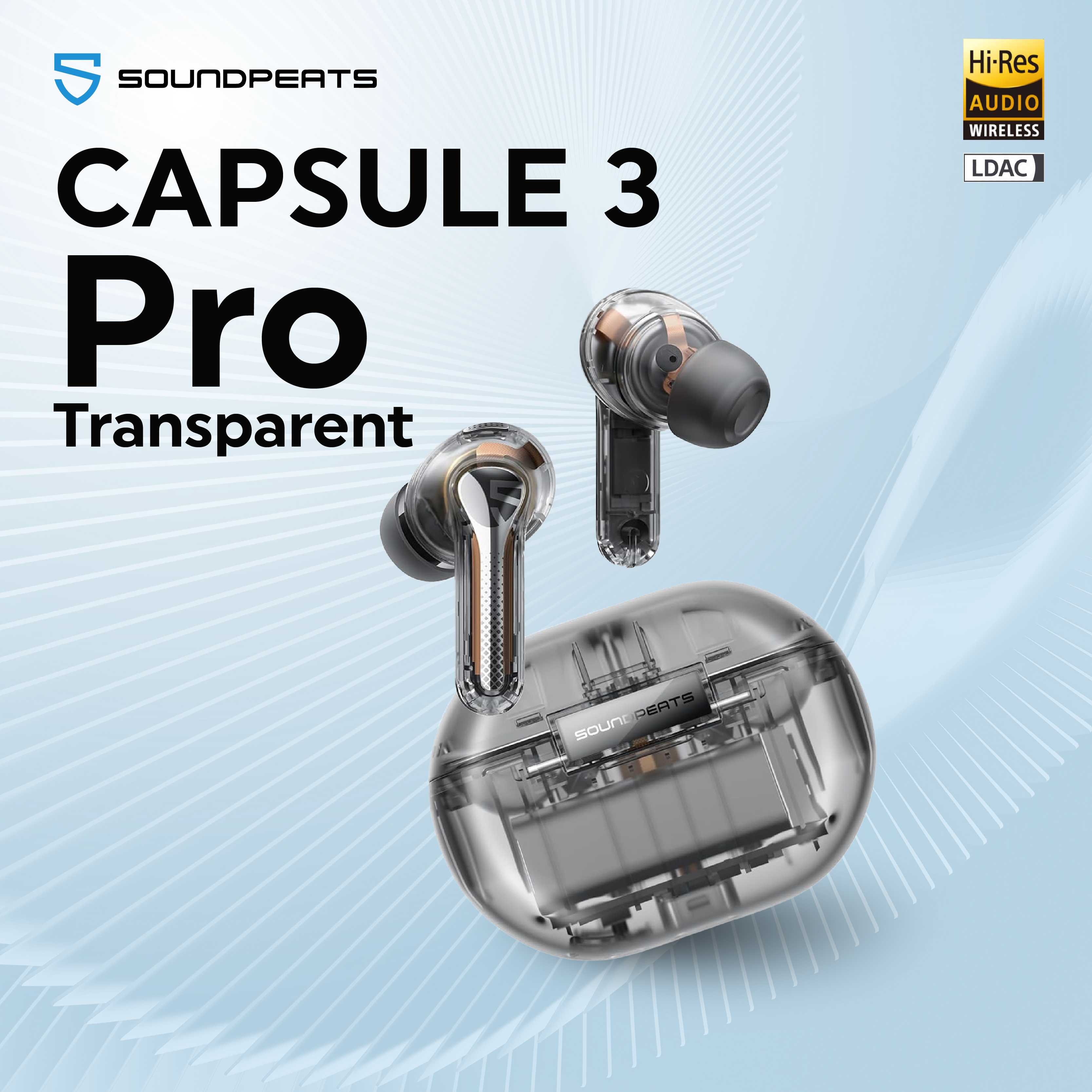 SoundPEATS Capsule3 Pro Transparent Black LDAC Bluetooth 5.3 Hybrid ANC 43dB