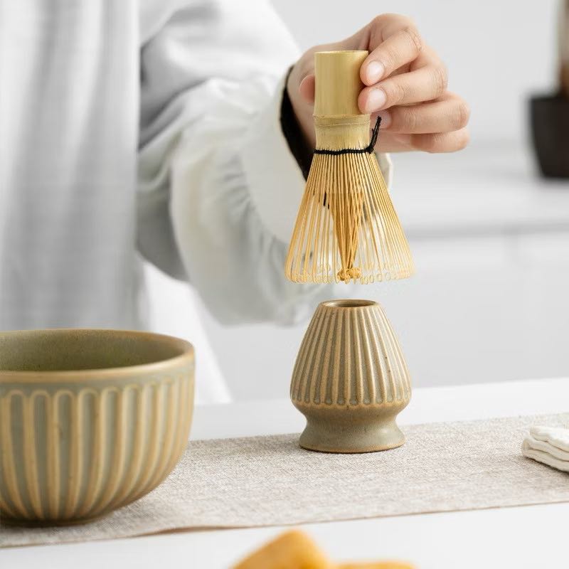 🍵𝑪𝒉𝒂𝒘𝒂𝒏 🔘 Matcha Bowl : Hezel Set ชามชงมัทฉะ สีน้ำตาลอ่อน vintage style