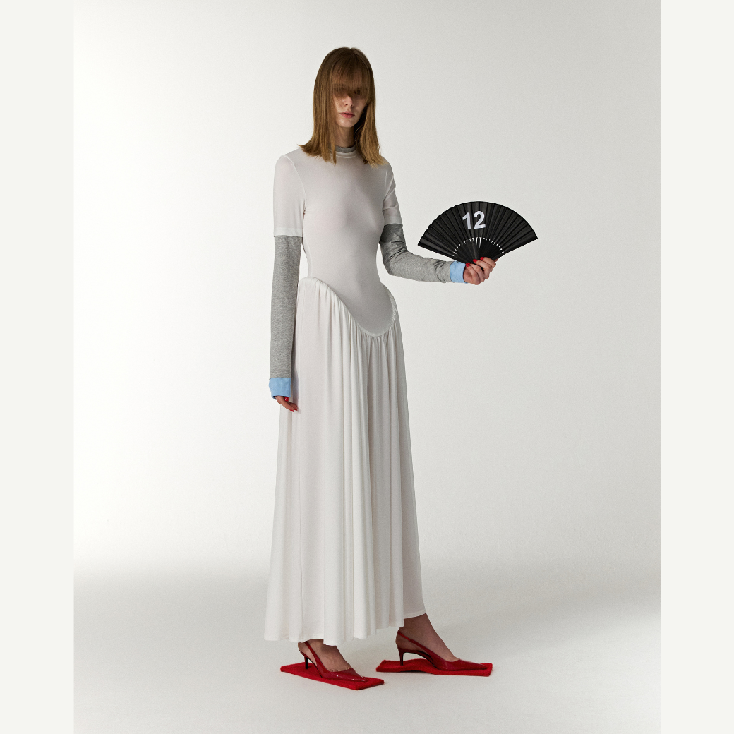 LEJE LAYERED JERSEY DRESS - WHITE