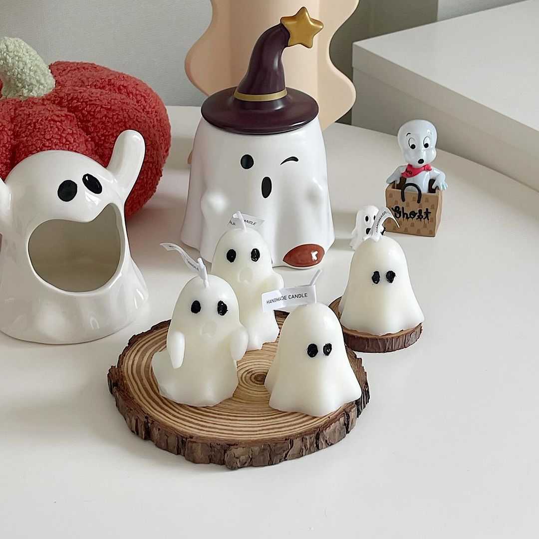 (พร้อมส่ง) set เทียนผีฮาโลวีน 2 ชิ้น น่ารักมั่กก
