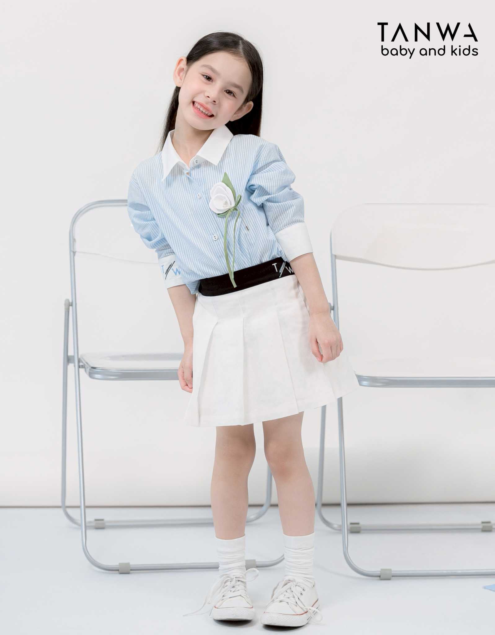𝗣𝗲𝘁𝗶𝘁 𝗣𝗿𝗲𝗽 ชุดเซ็ทเสื้อเชิ้ตแขนยาว+กระโปรงจีบสีขาว (ชุดลูกสาว) : MS TP 930+934 PE