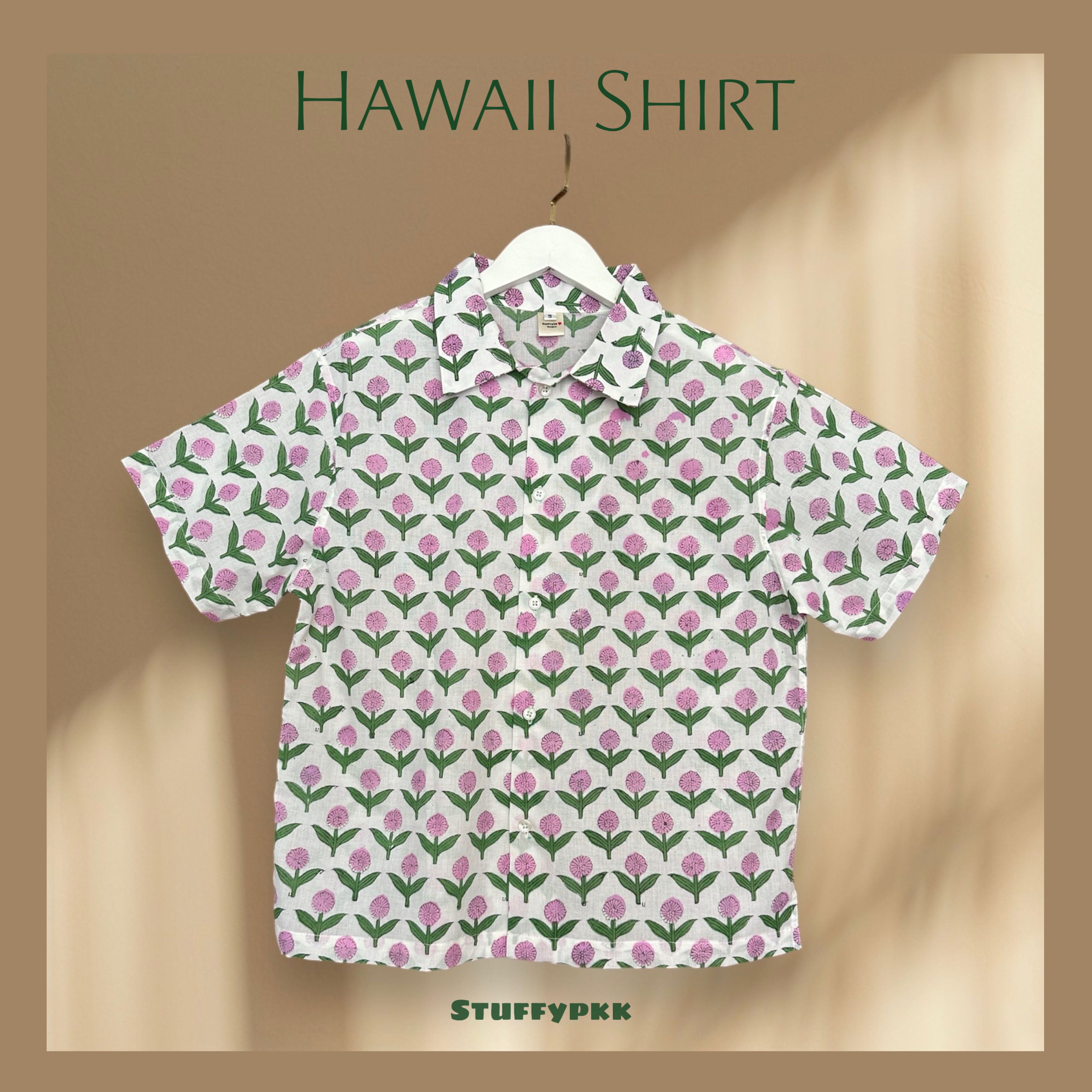 𝐇𝐚𝐰𝐚𝐢𝐢 Shirt สีขาวดอกชมพู 🌸🍃