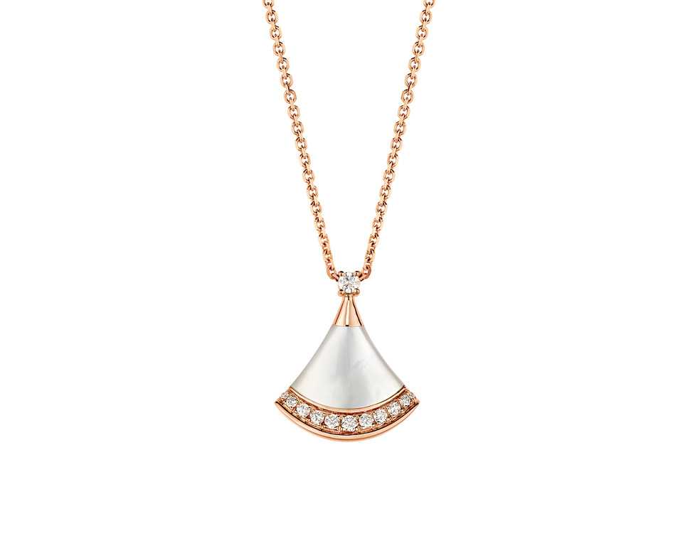 Divas' Dream 18 kt rose gold pendant necklace set with a round brilliant-cut diamond