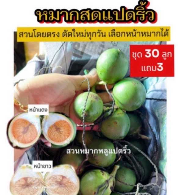 หมาก หมากสด แปดริ้ว ชุด 30ลูกแถม 3ลูก