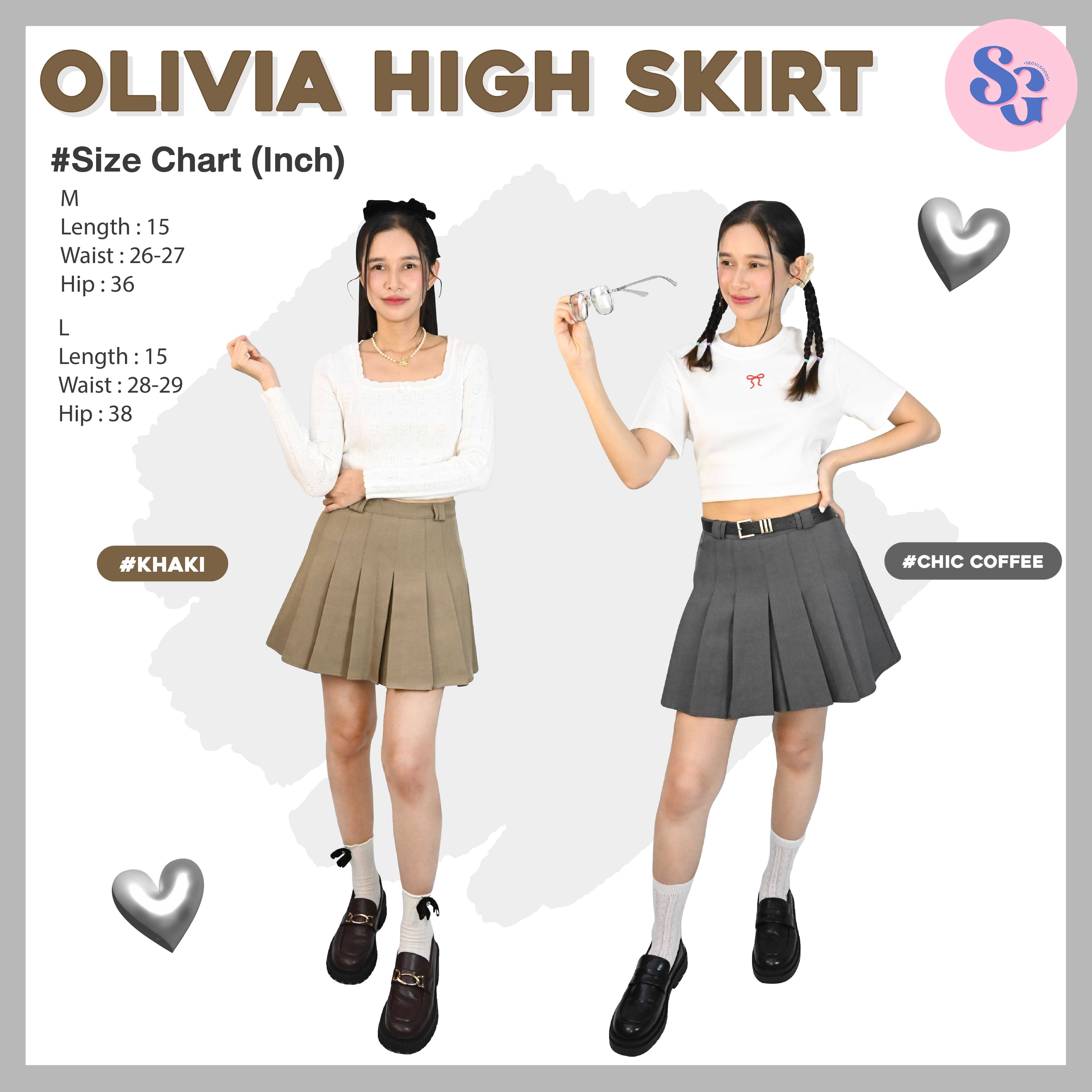 (พร้อมส่ง) Olivia high skirt กระโปรงจีบเทสนิส