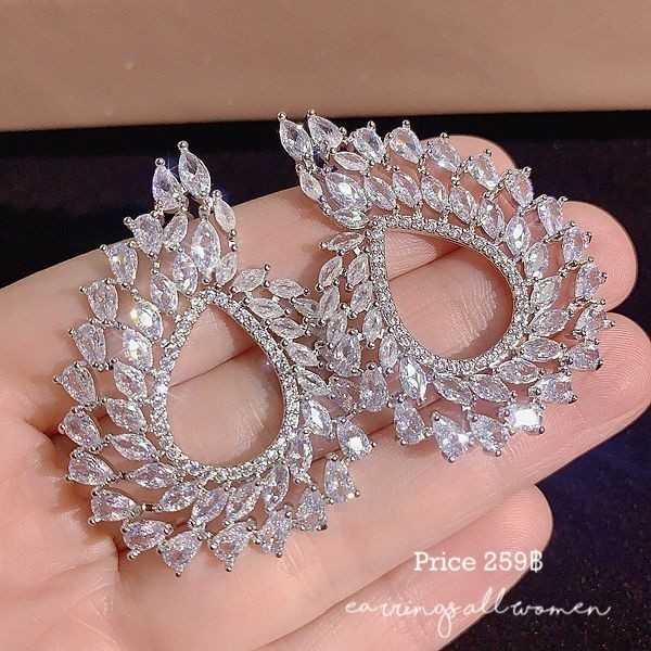 ต่างหูเพช CZ  เงิน925