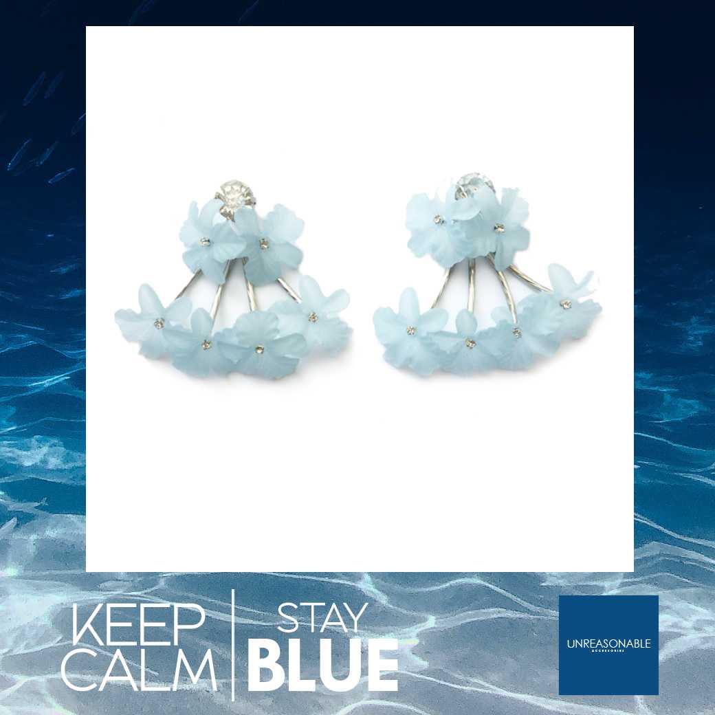 UA0399-04 #Blue #Flower #Chandelier #Earrings