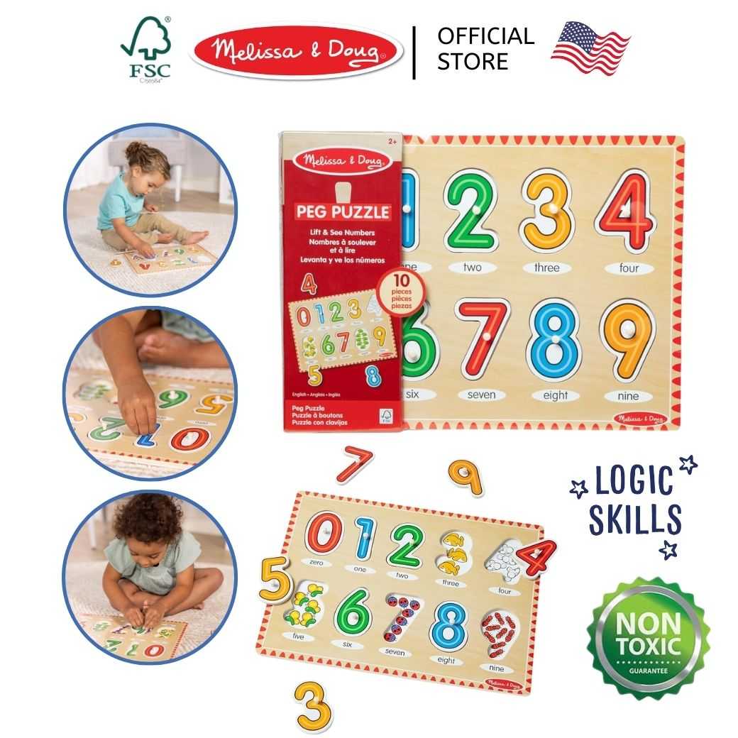 (ของแท้ USA) จิ๊กซอว์ไม้ จิ๊กซอว์หมุด ตัวเลข Peg Puzzle Numbers  Melissa & Doug จิ๊กซอว์เด็ก 50126