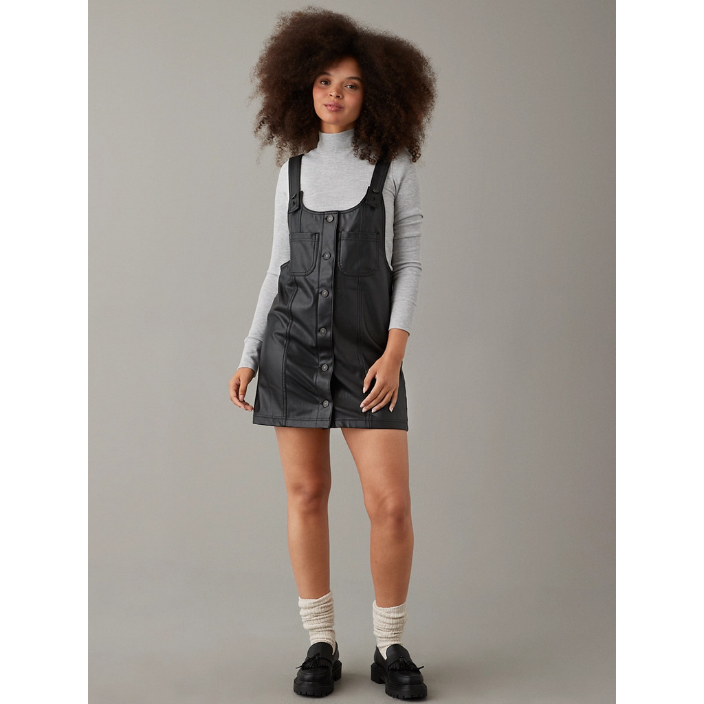 American Eagle ชุดเดรสผู้หญิง PINAFORE สี BLACK - 039-7471-001