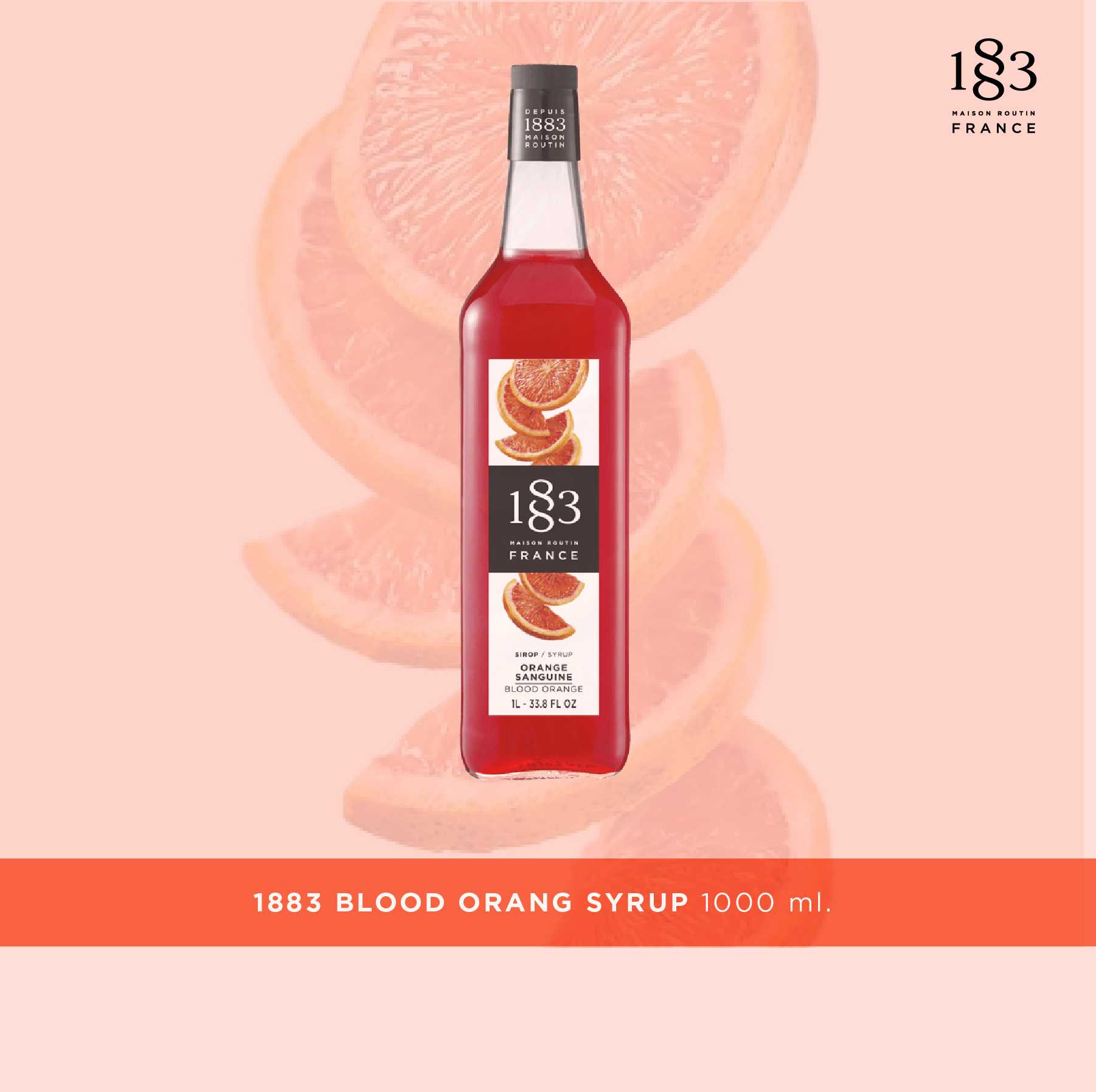 1883 BLOOD ORANGE FLAVORED SYRUP 1000 ml.