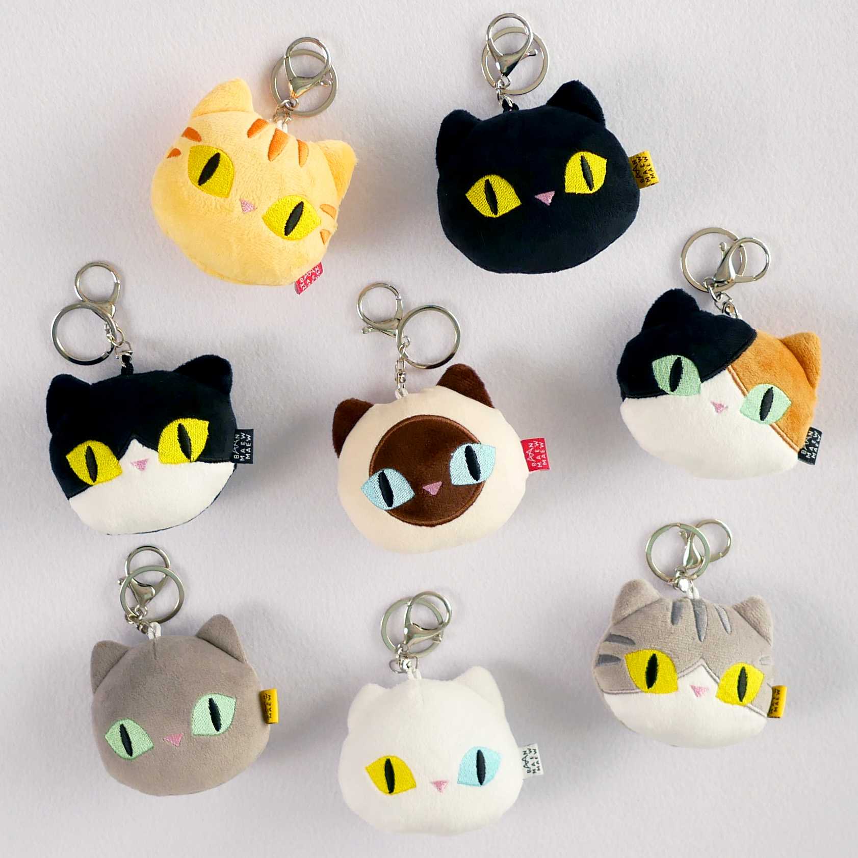 Cat Keychain พวงกุญแจแมววิเชียรมาศ/ขาวมณี/ดำโกญจา/เทาสีสวาด/ส้ม/สามสี/แมวสลิด/แมวทักซิโด้