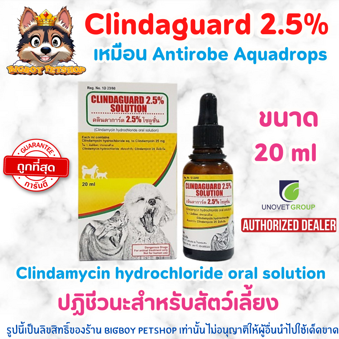 Clindaguard 2.5% Solution ฆ่าเชื้อ แผลในช่องปาก เหงือกอักเสบ สำหรับสุนัขและแมว (20ml)
