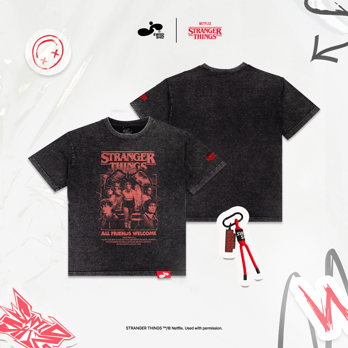 [พร้อมส่ง] Stranger Things Oversize Boxy T-Shirt 01 Faded Black (XL/M)