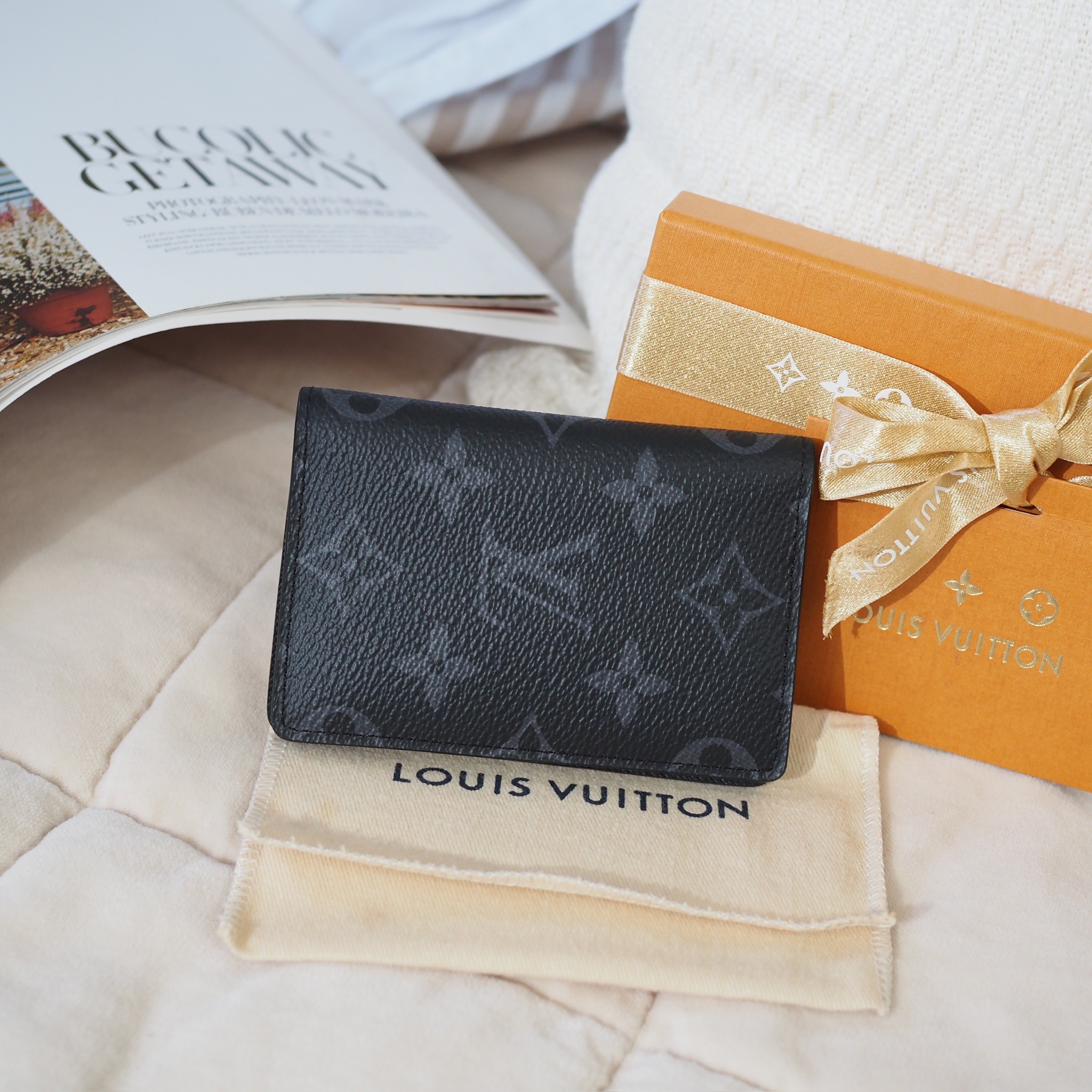 📍LIKE NEW📍LOUIS VUITTON Pocket Organizer Wallet สี Black Monogram Eclipse Canvas | Bag