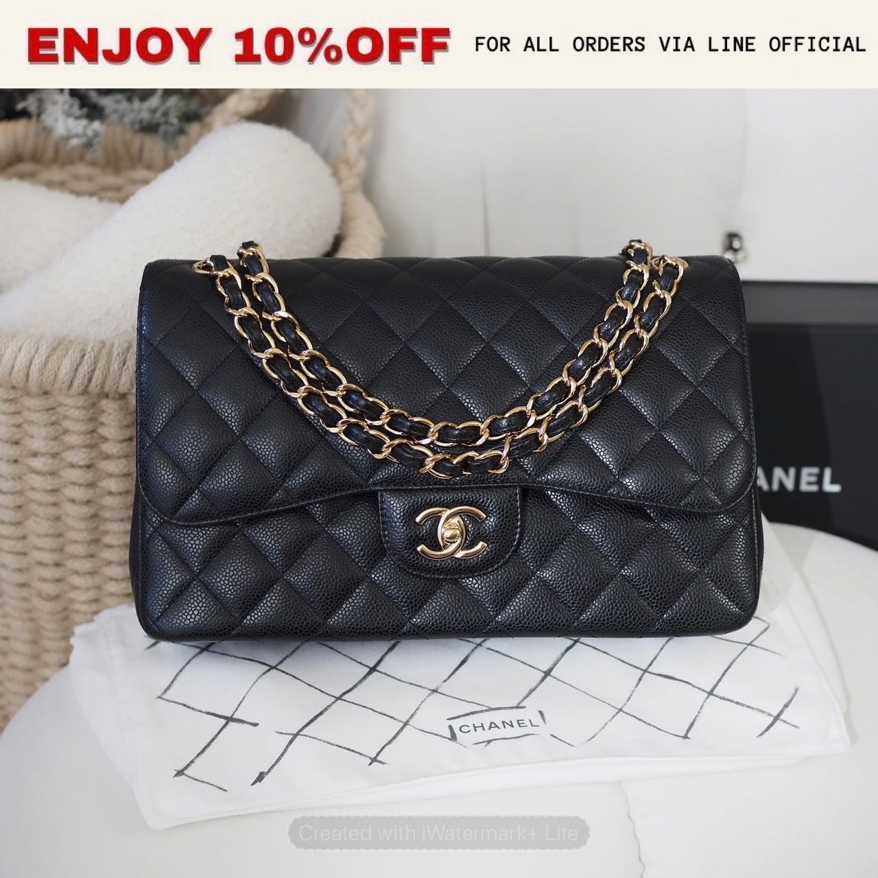📍LIKE NEW📍CHANEL Classic 12'' Jumbo สี Black Caviar GHW Holo 306 | Bag