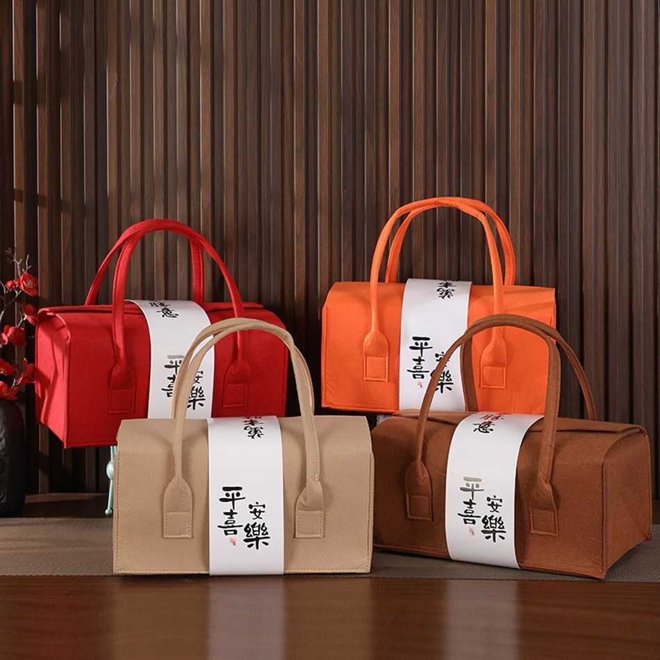 P161MC056 กล่องของขวัญขนมไหว้พระจันทร์ กระเป๋าถือ เป็นของขวัญพรีเมี่ยม หนัง PU 1 ใบ