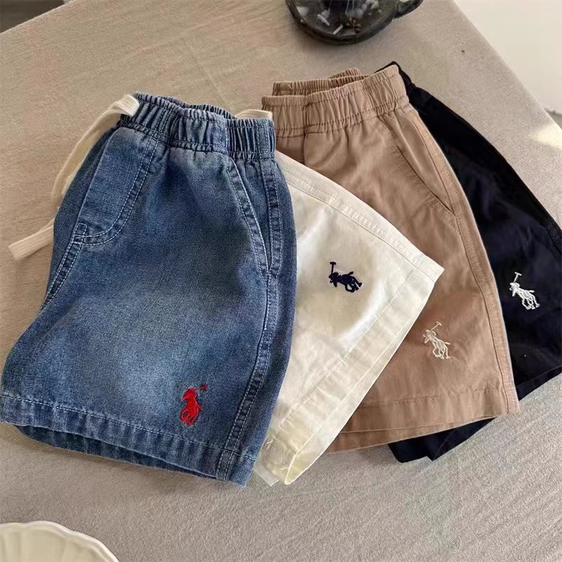 P32 - (100-140)🐴กางเกงขาสั้นเด็กปักม้าแต่งเชือก -  Bunnybear kids shorts pant !!พร้อมส่ง!!