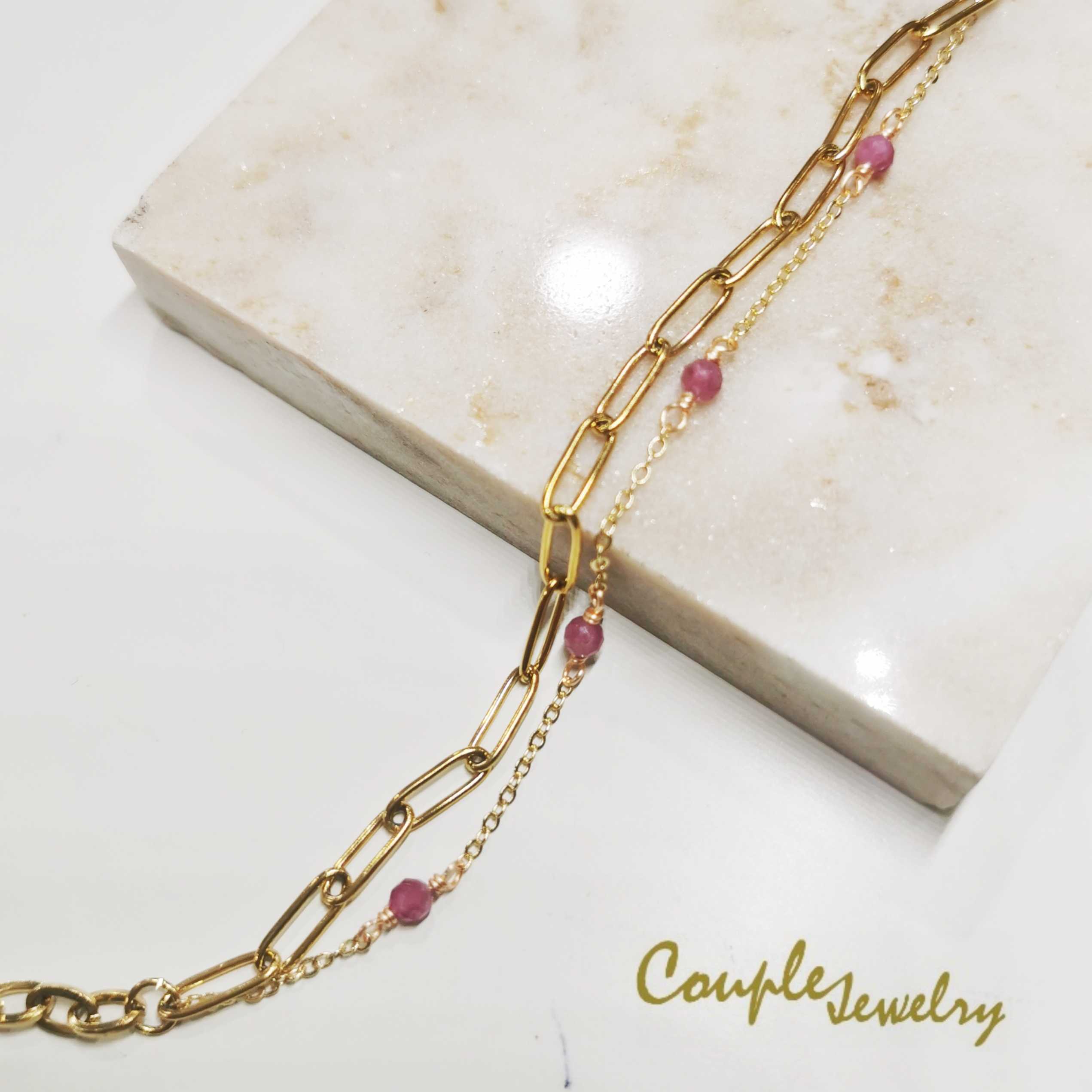 Layer​s​ bracelet​(pink​ tourmaline)​