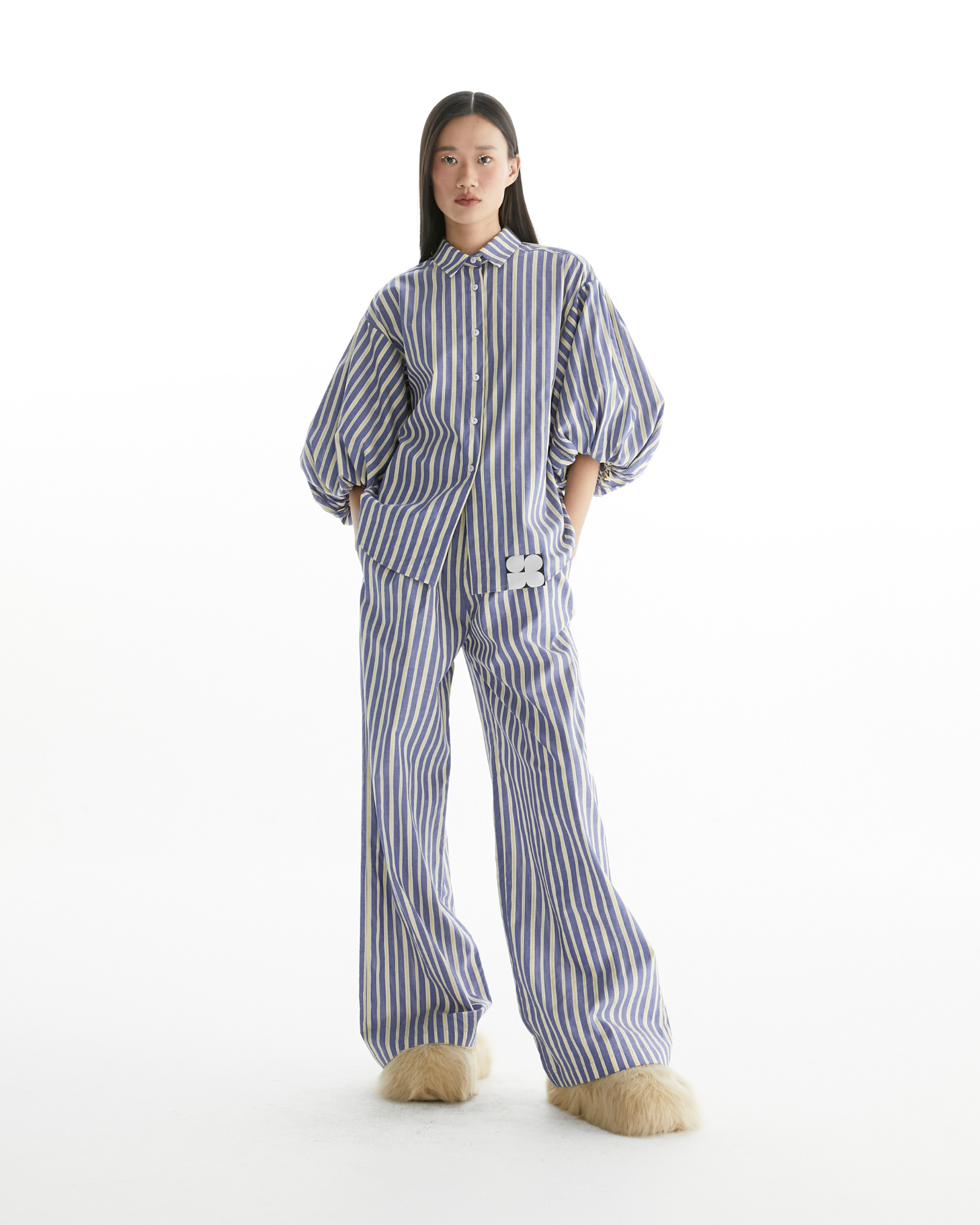 The SRT X14 (TPN241) Striped Wide-leg Pants