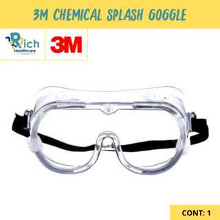 3M แว่นตากันกระแทก สีใส 3M chemical splash goggles (safety)