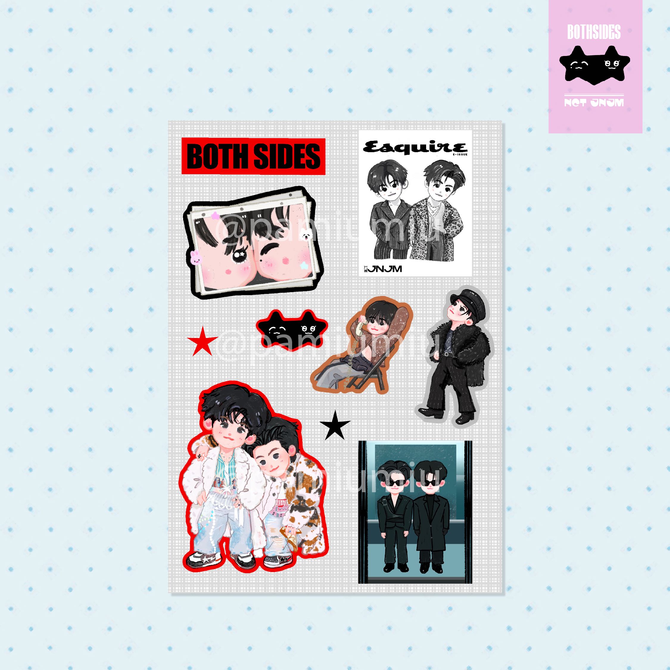 Sticker Sheet ❤️🖤 JN JM BOTH SIDES (A6)