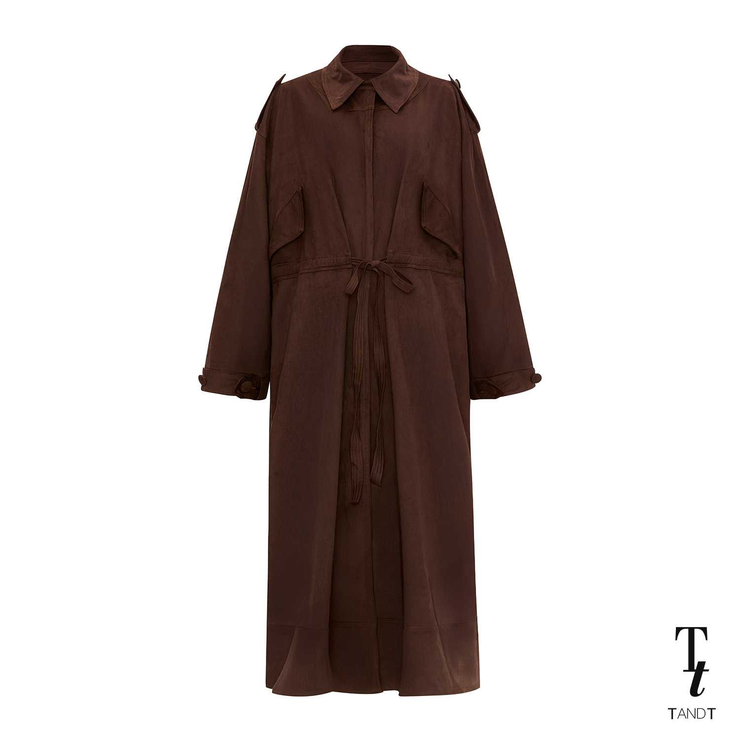 TandT - BERKLEY II COAT - DRAWSTRING WAISTBAND SUEDE PARKA COAT