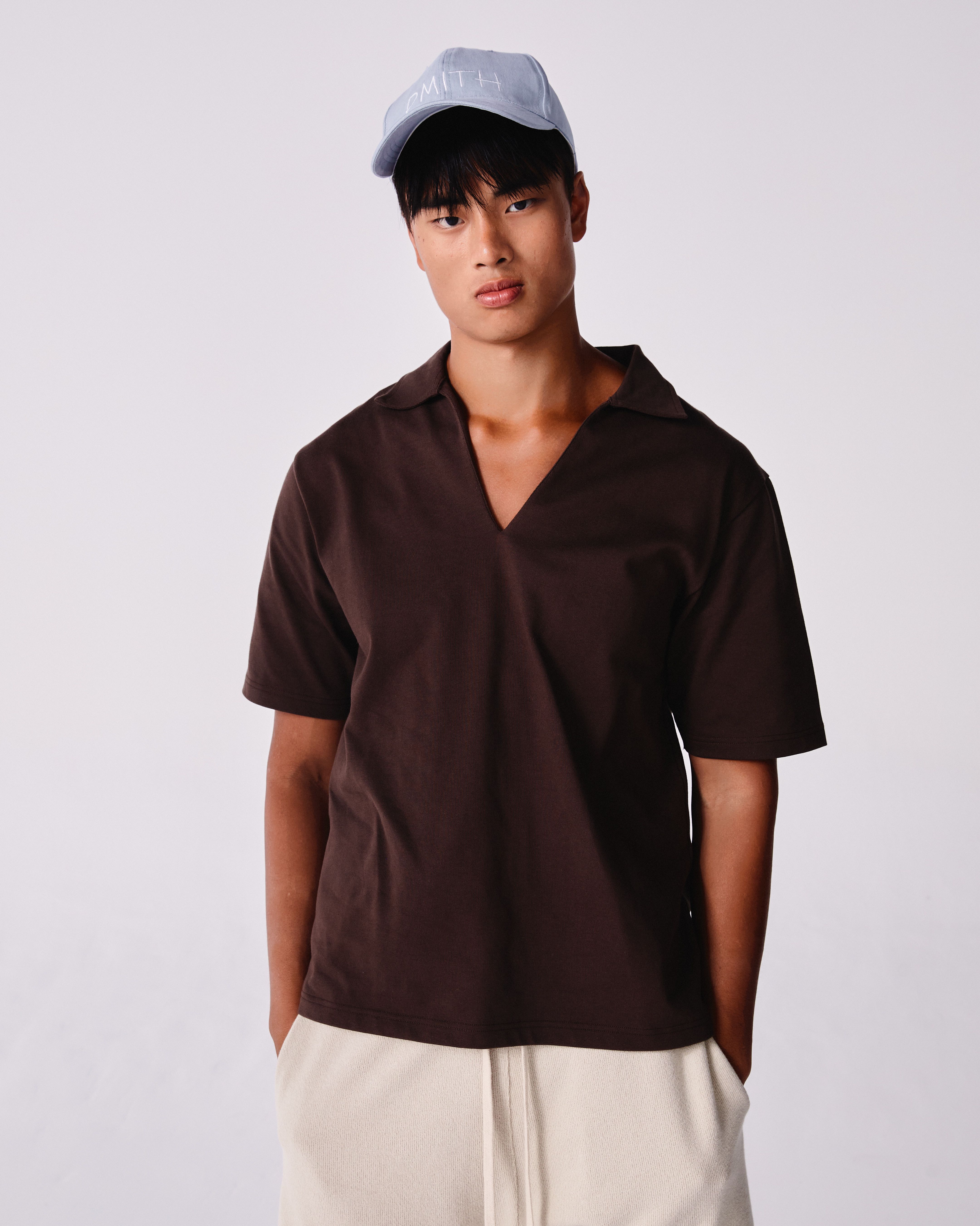 Mason V- Neck Oversized Shirt -  Brown
