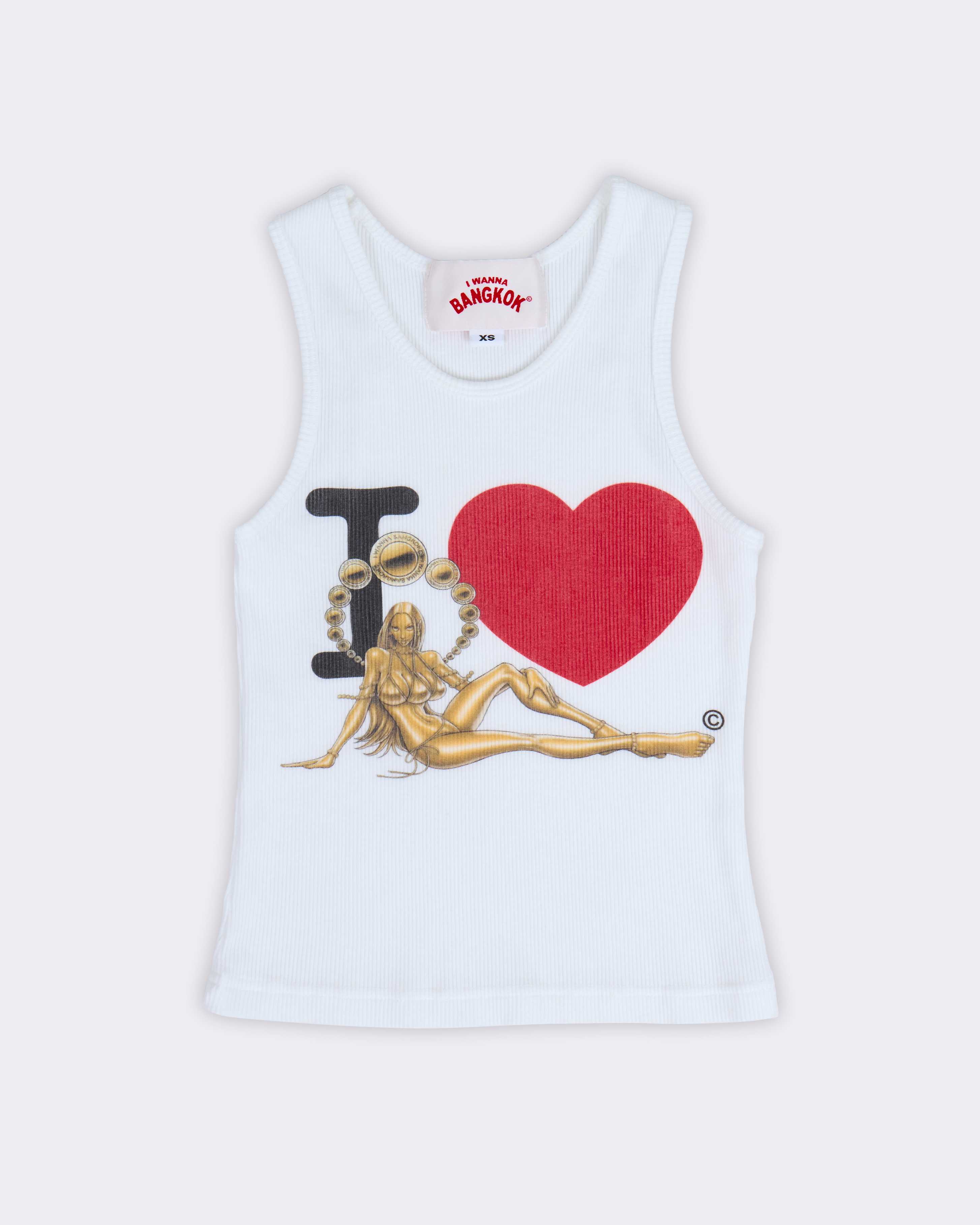 White I Love Alien Goddess Tank Top