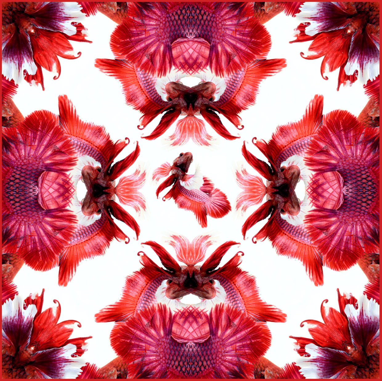 Raspberry Betta  Scarf - White/Red