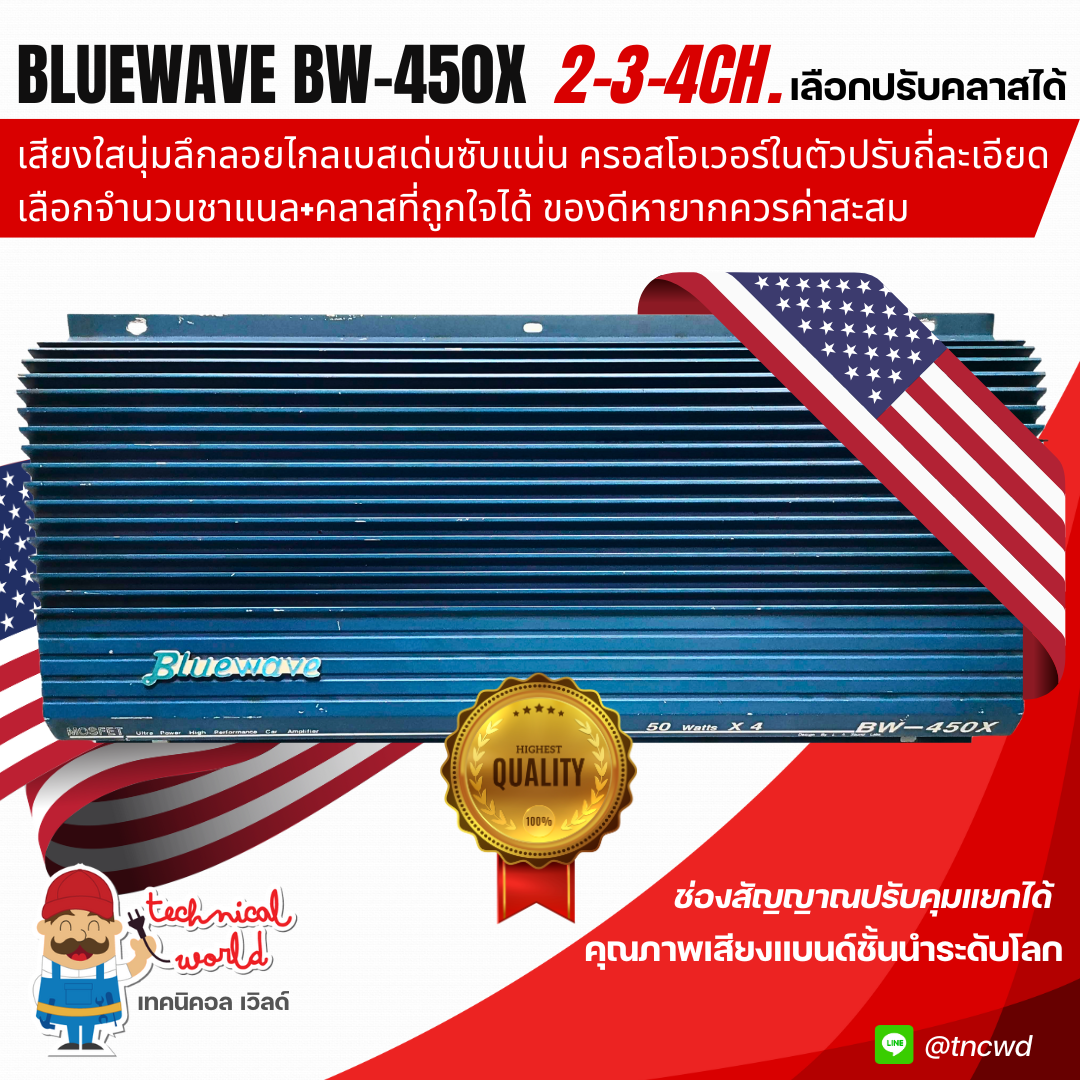 USAแท้ แอมป์ Bluewave BW-450X 50WX4 รุ่นท็อปตัวใหญ่ เลือกคลาส+ชาแนลได้ เสียงนุ่มลึกลอยไกลเบสเด่นพุ่ง