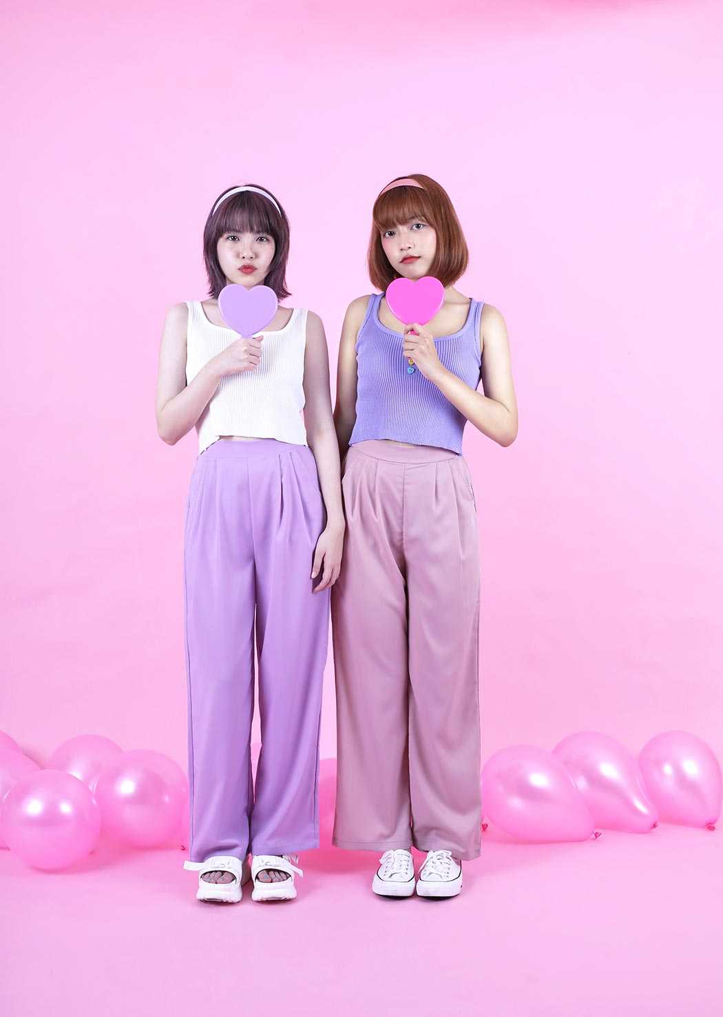 kome.girls กางเกงสแล็คสีพ่สเทล รุ่น Lolli Pant