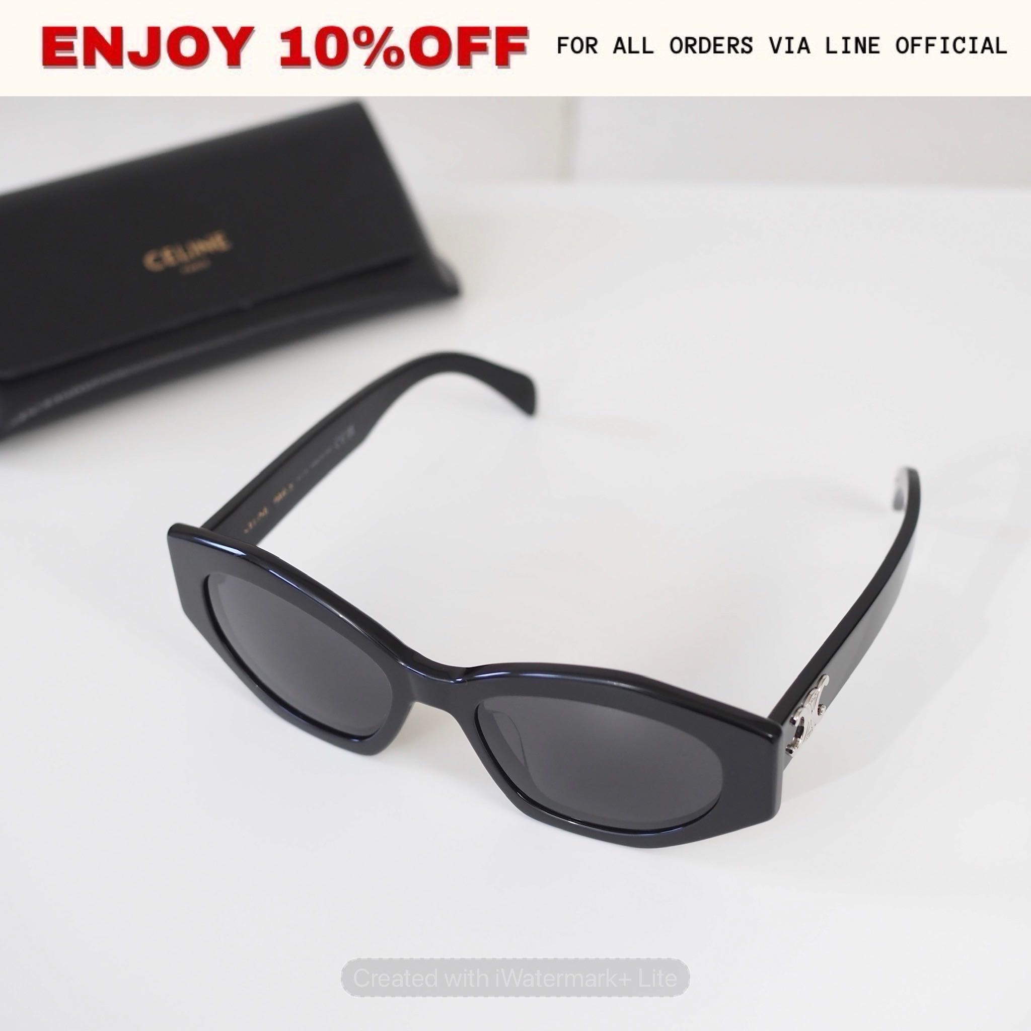 📍LIKE NEW📍CELINE Triomphe 08 Sunglasses In Acetate สี Black | ACC