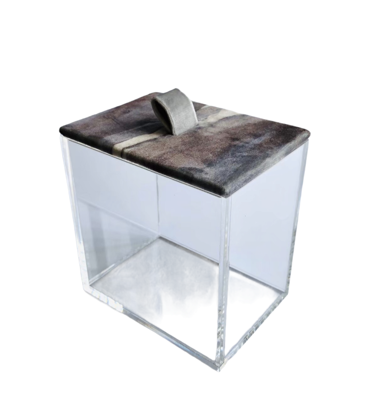Box, Acrylic, Velvet Fabric, Cream, L