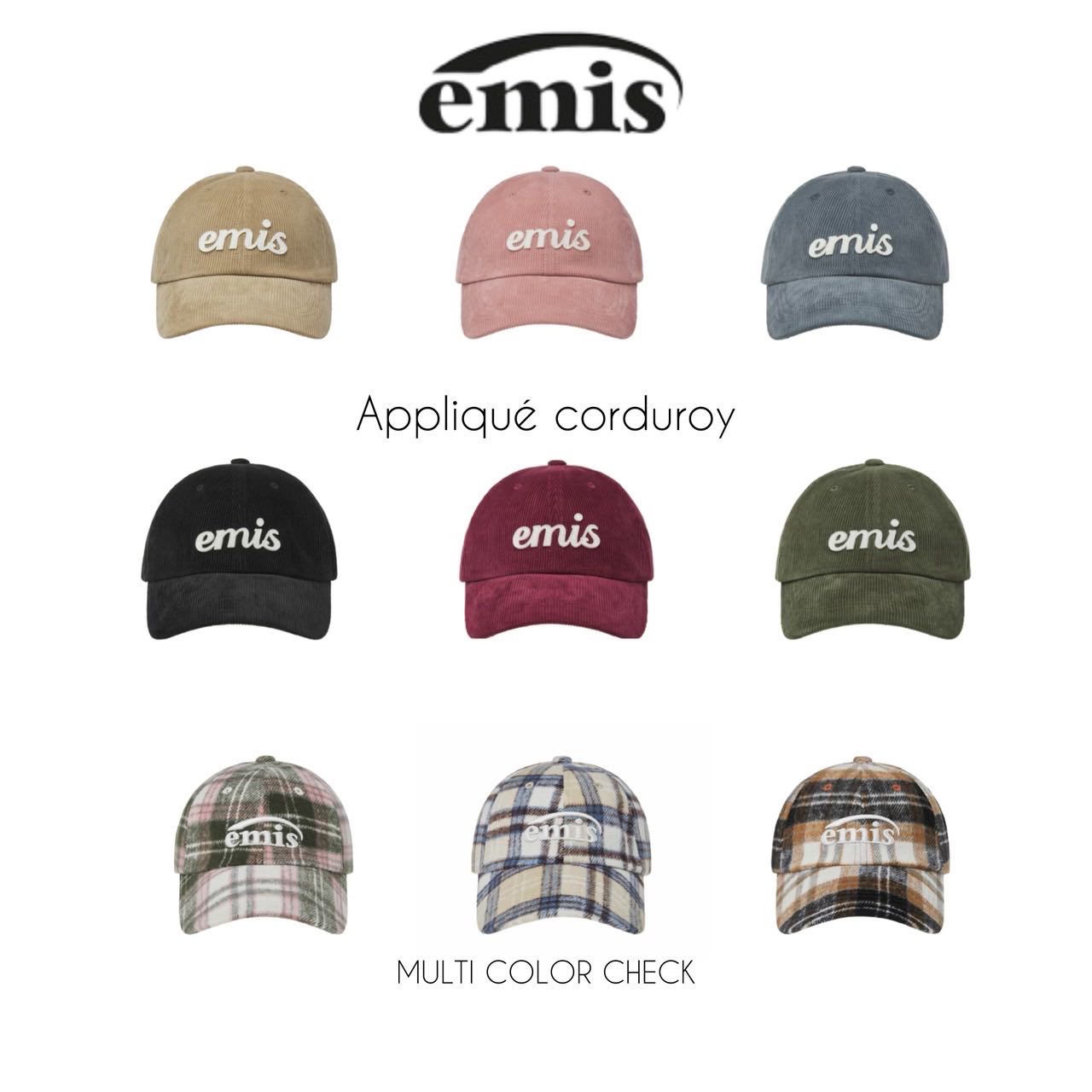 พร้อมส่งwine/ ashblueสี /แท้ EMIS CORDUROY APPLIQUE BALL CAP หมวกลูกฟูกรุ่นใหม่ค่ะ